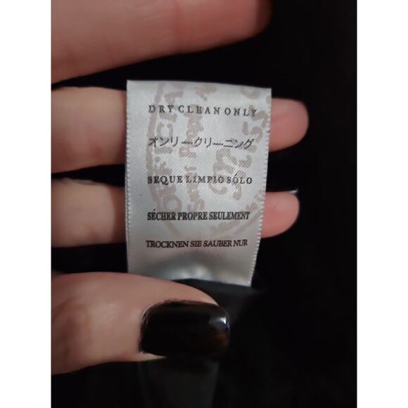 Y2K S Miss Me Olive Army Jacket, Real Rabbit Fur Lined & FleurDeLis Studded Back - Picture 8 of 8